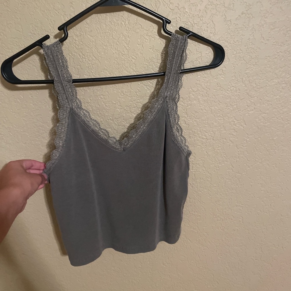 Army green lacy tank top from American Eagle